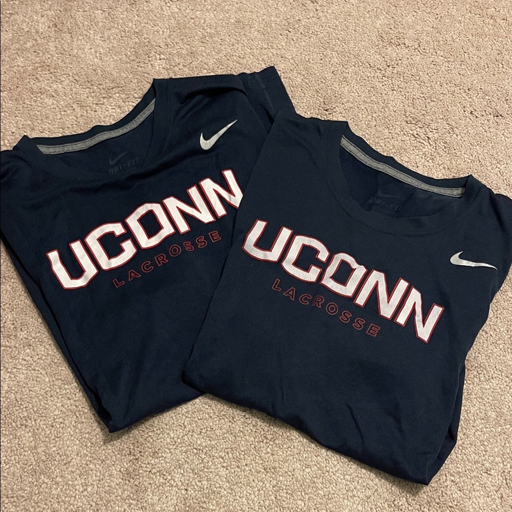 TWO Nike Women's Navy UConn Lacrosse Short Sleeve Tees